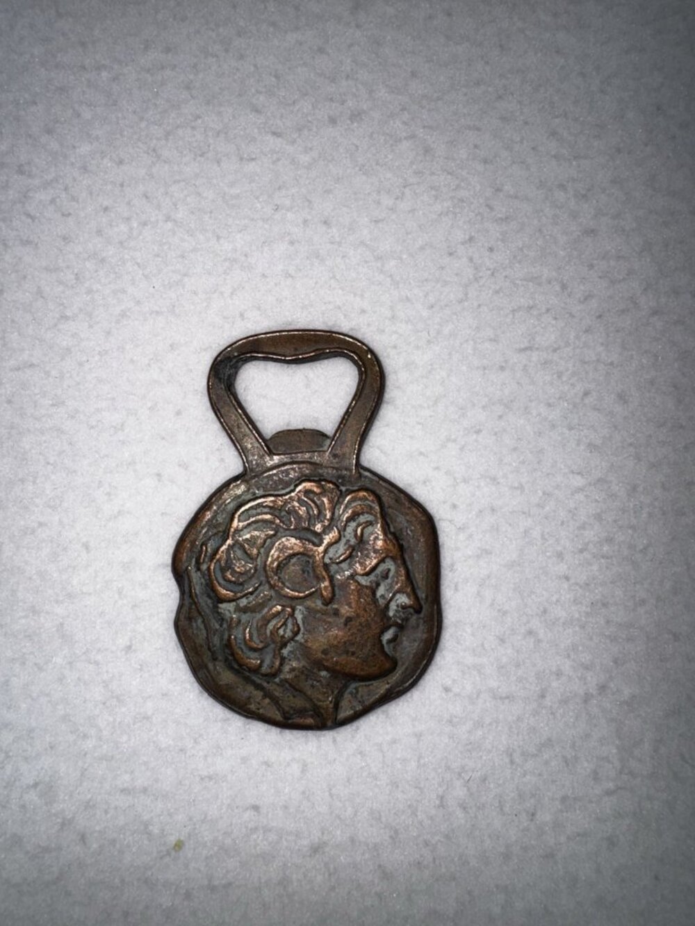 Vintage Brass Bronze Greek Coin Bottle Opener Alexander The Great Patina Barwar